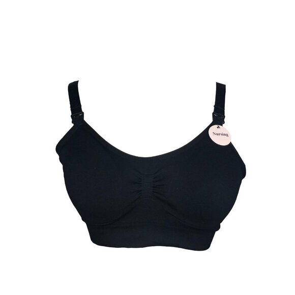 Kathy Maternity Full Coverage Nursing Bra Women's Black One Size Nylon Wireless - Picture 2 of 11